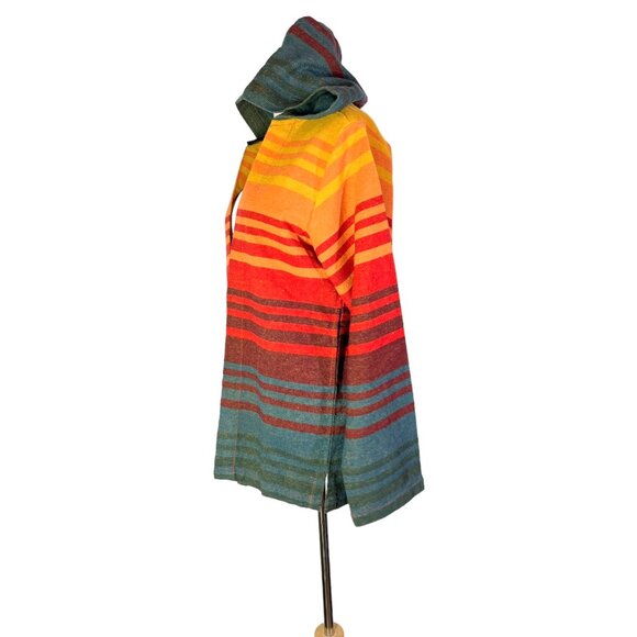 Earthbound Adult S Open-Front Hooded Jacket Cotton Southwestern Stripe - Picture 4 of 8